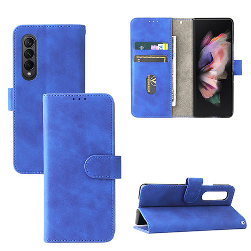 Leather Case Stands Flip Cover Holder L03Z for Samsung Galaxy Z Fold4 5G Blue