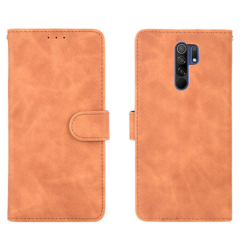 Leather Case Stands Flip Cover Holder L03Z for Xiaomi Redmi 9 Prime India Brown