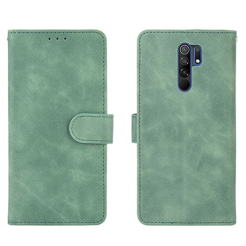 Leather Case Stands Flip Cover Holder L03Z for Xiaomi Redmi 9 Prime India Green