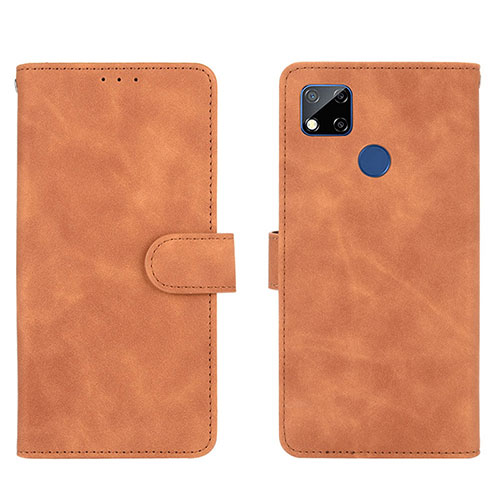 Leather Case Stands Flip Cover Holder L03Z for Xiaomi Redmi 9C NFC Brown