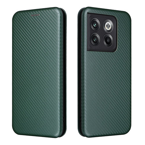 Leather Case Stands Flip Cover Holder L04Z for OnePlus 10T 5G Green