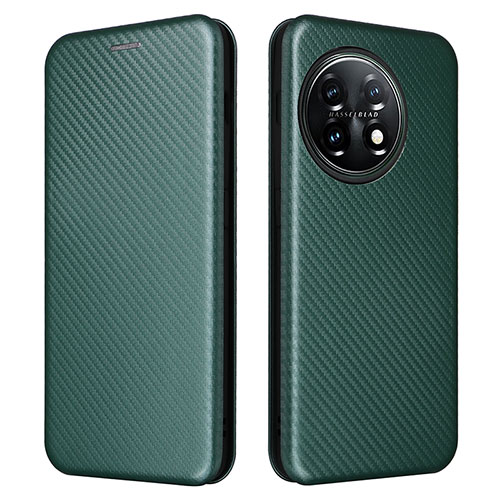 Leather Case Stands Flip Cover Holder L04Z for OnePlus 11 5G Green