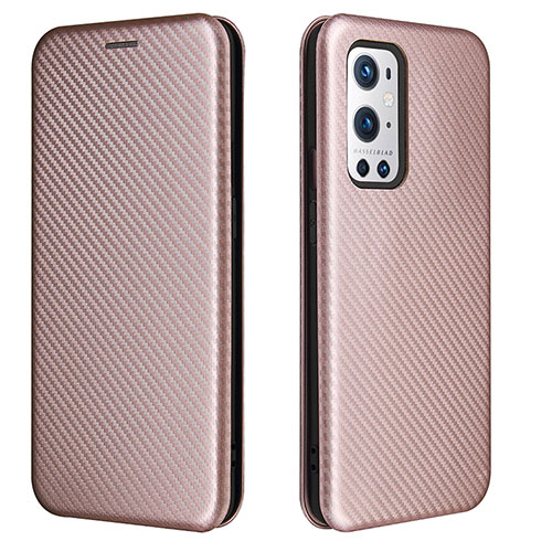 Leather Case Stands Flip Cover Holder L04Z for OnePlus 9 Pro 5G Rose Gold