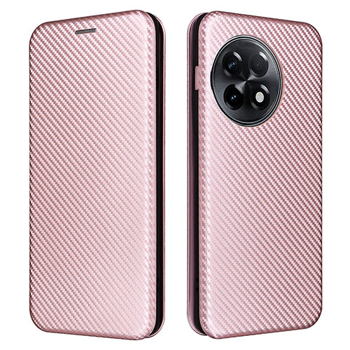 Leather Case Stands Flip Cover Holder L04Z for OnePlus Ace 2 5G Rose Gold