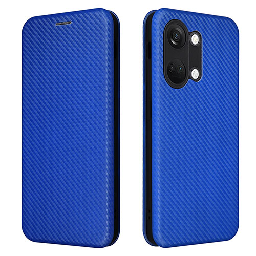 Leather Case Stands Flip Cover Holder L04Z for OnePlus Ace 2V 5G Blue