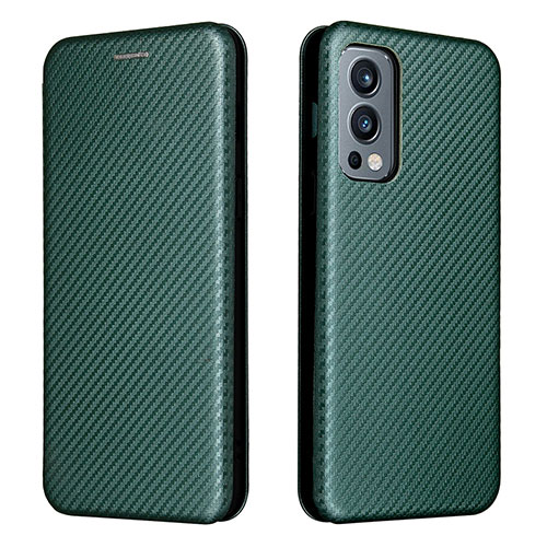 Leather Case Stands Flip Cover Holder L04Z for OnePlus Nord 2 5G Green