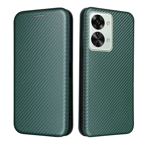 Leather Case Stands Flip Cover Holder L04Z for OnePlus Nord 2T 5G Green