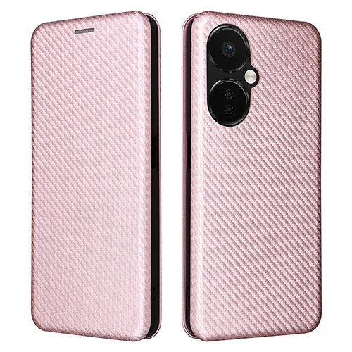 Leather Case Stands Flip Cover Holder L04Z for OnePlus Nord CE 3 Lite 5G Rose Gold