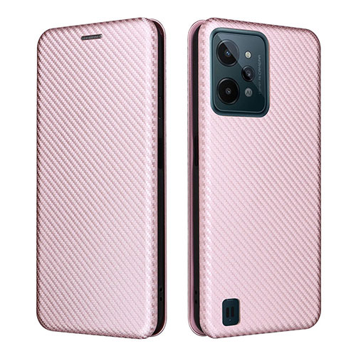 Leather Case Stands Flip Cover Holder L04Z for Realme C31 Rose Gold