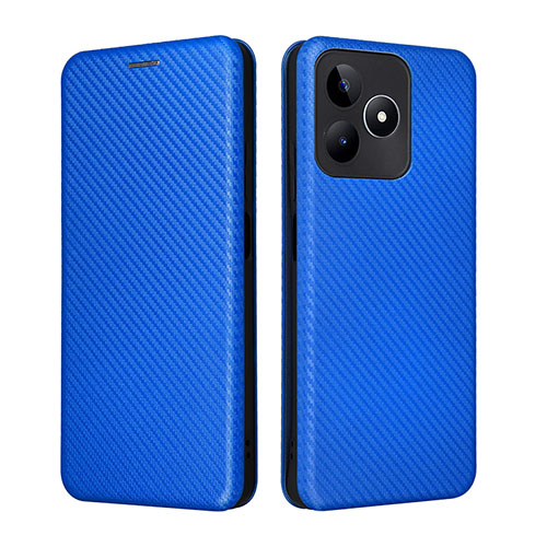 Leather Case Stands Flip Cover Holder L04Z for Realme C53 India Blue