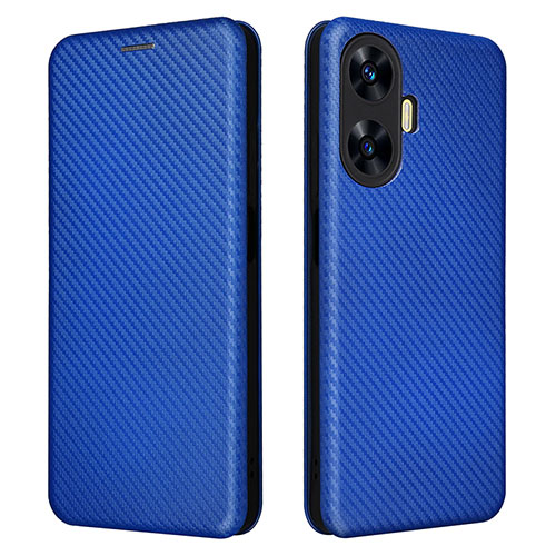 Leather Case Stands Flip Cover Holder L04Z for Realme C55 Blue