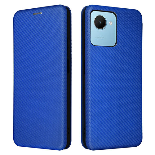 Leather Case Stands Flip Cover Holder L04Z for Realme Narzo 50i Prime Blue