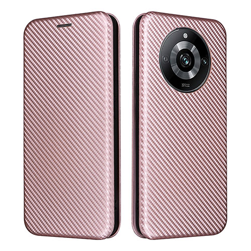 Leather Case Stands Flip Cover Holder L04Z for Realme Narzo 60 Pro 5G Rose Gold