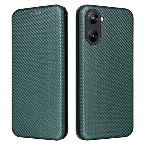 Leather Case Stands Flip Cover Holder L04Z for Realme V20 5G Green