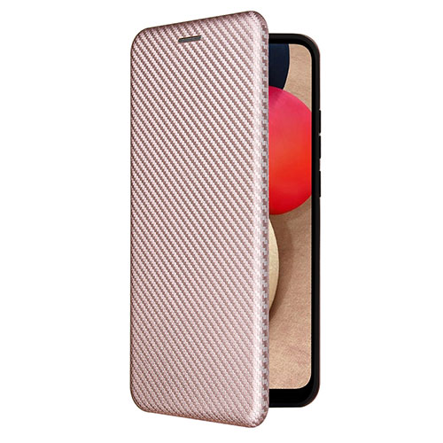 Leather Case Stands Flip Cover Holder L04Z for Samsung Galaxy A03s Rose Gold