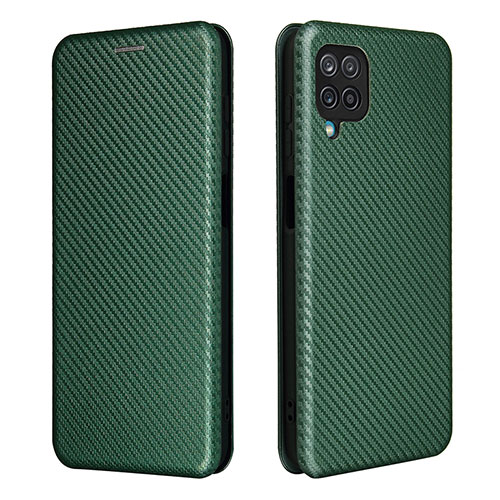 Leather Case Stands Flip Cover Holder L04Z for Samsung Galaxy A12 Nacho Green