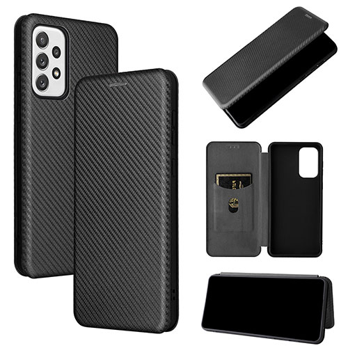 Leather Case Stands Flip Cover Holder L04Z for Samsung Galaxy A73 5G Black