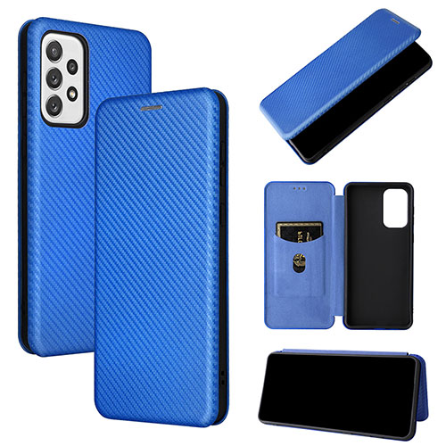 Leather Case Stands Flip Cover Holder L04Z for Samsung Galaxy A73 5G Blue