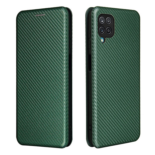 Leather Case Stands Flip Cover Holder L04Z for Samsung Galaxy F12 Green