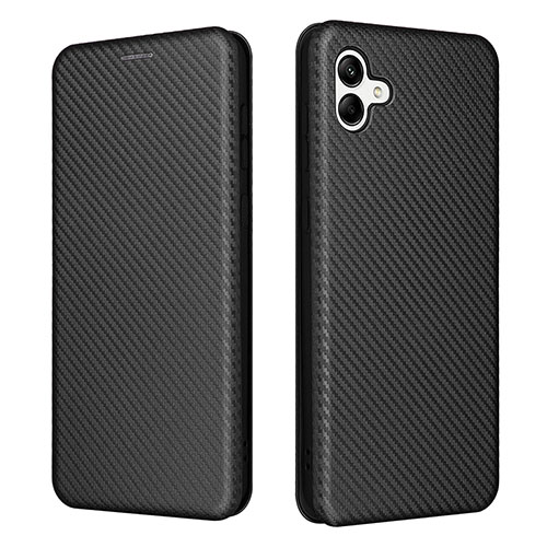 Leather Case Stands Flip Cover Holder L04Z for Samsung Galaxy M04 Black