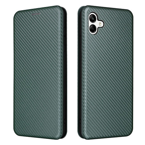 Leather Case Stands Flip Cover Holder L04Z for Samsung Galaxy M04 Green