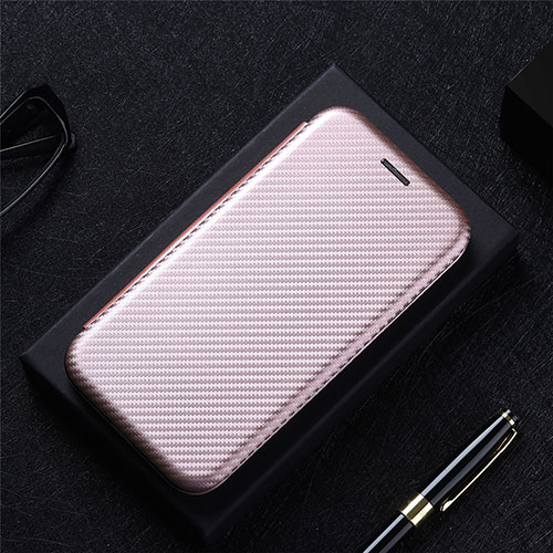 Leather Case Stands Flip Cover Holder L04Z for Samsung Galaxy M34 5G Rose Gold