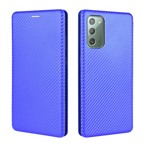 Leather Case Stands Flip Cover Holder L04Z for Samsung Galaxy Note 20 5G Blue