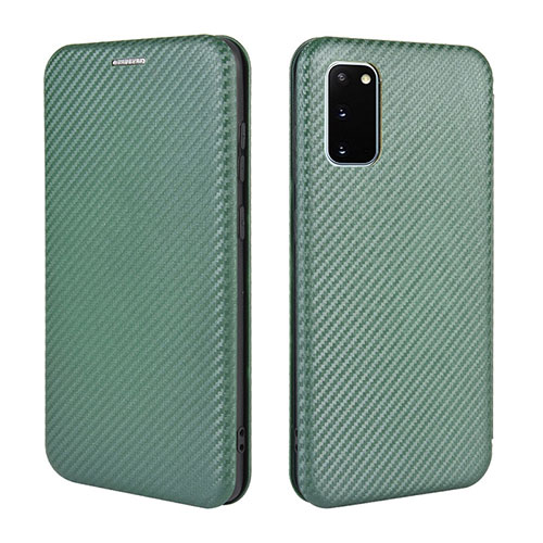 Leather Case Stands Flip Cover Holder L04Z for Samsung Galaxy S20 FE (2022) 5G Green