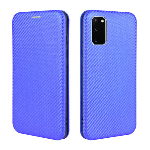 Leather Case Stands Flip Cover Holder L04Z for Samsung Galaxy S20 FE 5G Blue