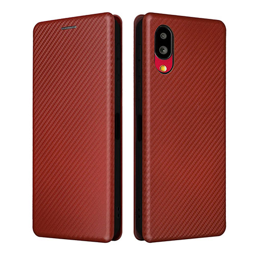 Leather Case Stands Flip Cover Holder L04Z for Sharp Simple Sumaho 6 Brown