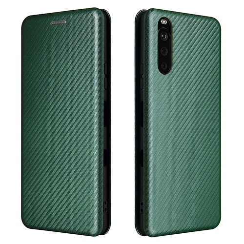 Leather Case Stands Flip Cover Holder L04Z for Sony Xperia 10 III Lite Green