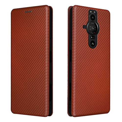 Leather Case Stands Flip Cover Holder L04Z for Sony Xperia PRO-I Brown