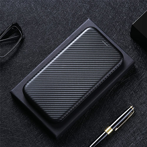 Leather Case Stands Flip Cover Holder L04Z for Vivo iQOO U3 5G Black