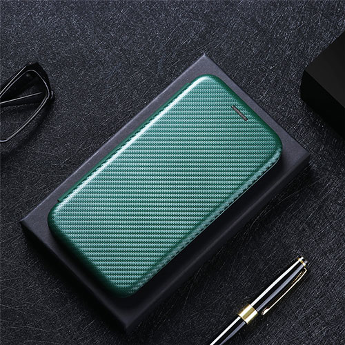 Leather Case Stands Flip Cover Holder L04Z for Vivo iQOO U3 5G Green