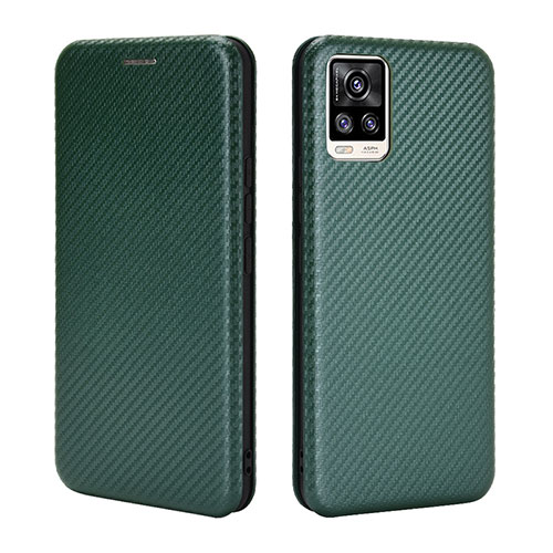 Leather Case Stands Flip Cover Holder L04Z for Vivo V20 (2021) Green