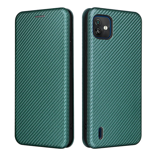 Leather Case Stands Flip Cover Holder L04Z for Wiko Y82 Green