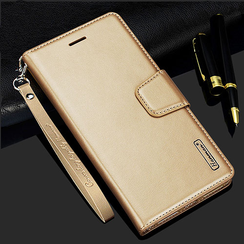 Leather Case Stands Flip Cover Holder L05 for Samsung Galaxy S25 5G Gold