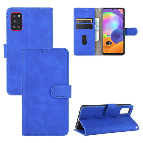 Leather Case Stands Flip Cover Holder L05Z for Samsung Galaxy A31 Blue