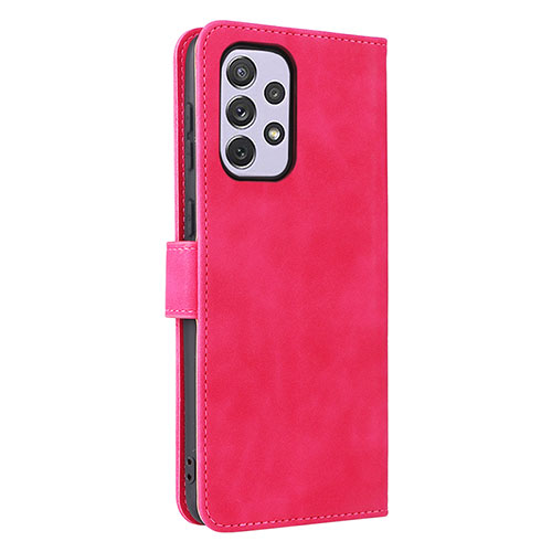 Leather Case Stands Flip Cover Holder L05Z for Samsung Galaxy A73 5G Hot Pink