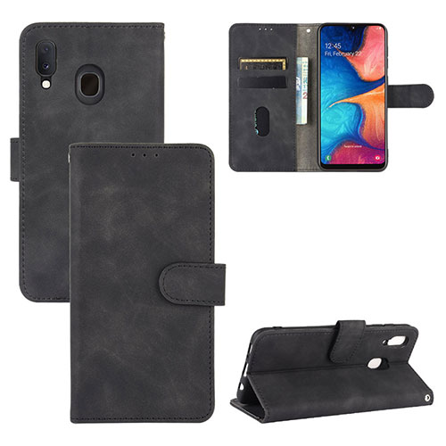 Leather Case Stands Flip Cover Holder L05Z for Samsung Galaxy M10S Black