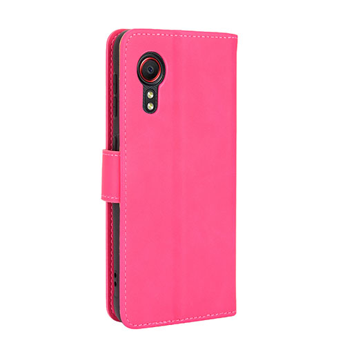 Leather Case Stands Flip Cover Holder L05Z for Samsung Galaxy XCover 5 SM-G525F Hot Pink