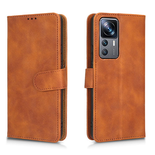 Leather Case Stands Flip Cover Holder L05Z for Xiaomi Redmi K50 Ultra 5G Brown