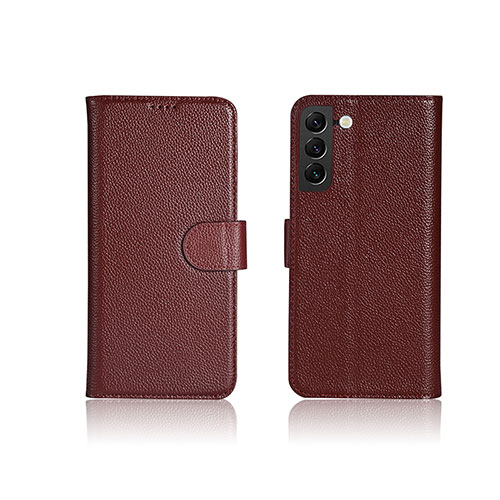 Leather Case Stands Flip Cover Holder L06 for Samsung Galaxy S24 Plus 5G Red Wine