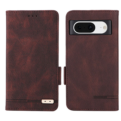 Leather Case Stands Flip Cover Holder L06Z for Google Pixel 8 5G Brown