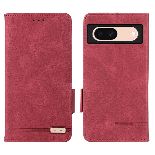 Leather Case Stands Flip Cover Holder L06Z for Google Pixel 8a 5G Red