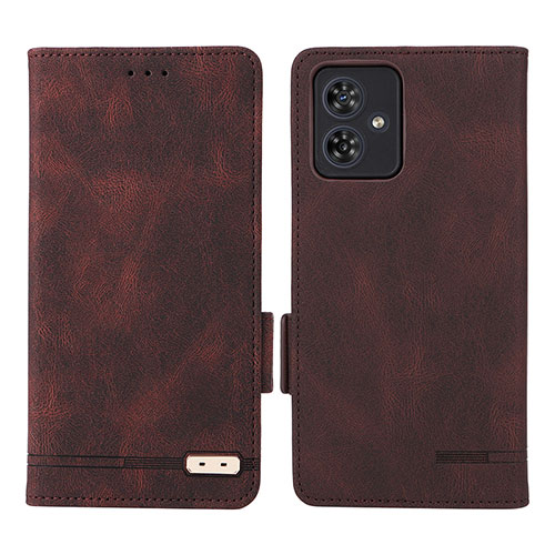 Leather Case Stands Flip Cover Holder L06Z for Motorola Moto G54 5G Brown