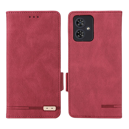 Leather Case Stands Flip Cover Holder L06Z for Motorola Moto G54 5G Red