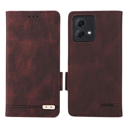 Leather Case Stands Flip Cover Holder L06Z for Motorola Moto G84 5G Brown