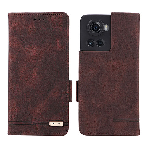 Leather Case Stands Flip Cover Holder L06Z for OnePlus 10R 5G Brown