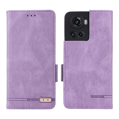 Leather Case Stands Flip Cover Holder L06Z for OnePlus 10R 5G Purple